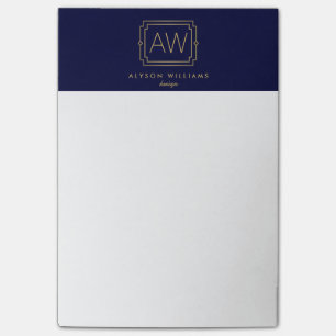 Professionele kunst Deco Elegant Navy/Gold Post-it® Notes
