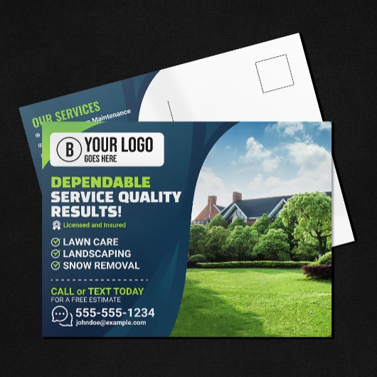 Professionele Lawn Care Landscaping Tuinieren Boom Briefkaart