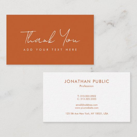 Professionele legant modern Terracotta Hartelijk d Visitekaartje (Voorkant / Achterkant)