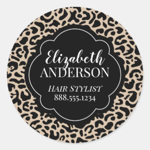 Professionele Leopard Print Hair Stylist Ronde Sticker