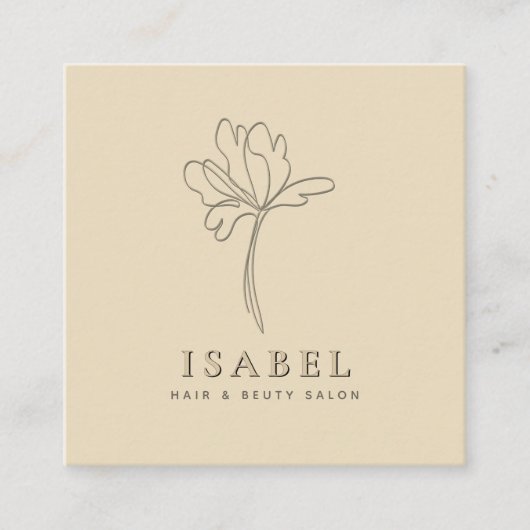 Professionele letterpress abstracte bloemenQr-code Vierkante Visitekaartje (Voorkant)