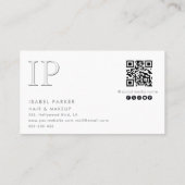 Professionele letterpress bloemenmonogram Qr code Visitekaartje (Achterkant)