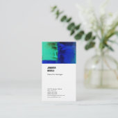 Professionele linnen minimalistische blauwe witte visitekaartje (Staand voorkant)