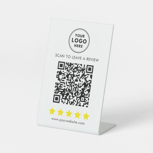 Professionele Logo en QR-review feedback Reclamebord Met Voetstuk (Voorkant)