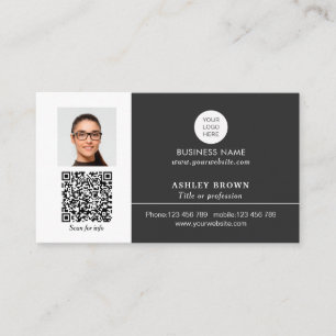 Professionele logo met een modern QR-codetoefoto  Visitekaartje