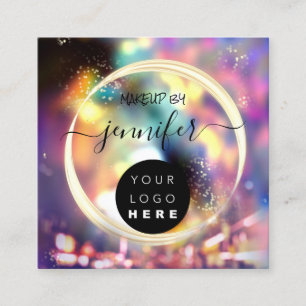 Professionele Logo nagels Beauty Hair Gold Hologra Vierkante Visitekaartje