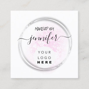 Professionele Logo nagels Beauty Hair White roze Vierkante Visitekaartje
