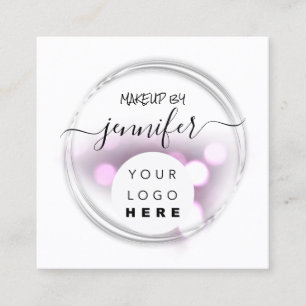 Professionele Logo nagels Beauty Hair White roze Vierkante Visitekaartje