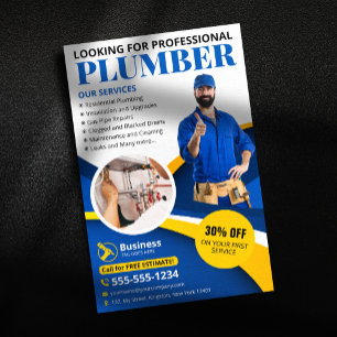 Professionele Loodgieter Aannemer Blauw Flyer