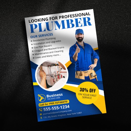 Professionele Loodgieter Aannemer Blauw Flyer