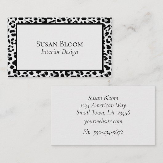 Professionele Luipaard Print Zwart en Grijs Visitekaartje (Voorkant / Achterkant)