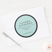 Professionele Luxe Black en Mint Ronde Sticker (Envelop)