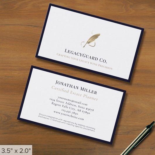 Professionele Luxe Quill Logo Visitekaartje