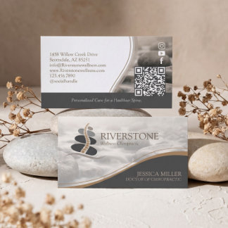 Professionele Luxe Stone River Chiropractie Visitekaartje
