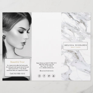 Professionele Luxe White Marble Tri-Fold Brochure
