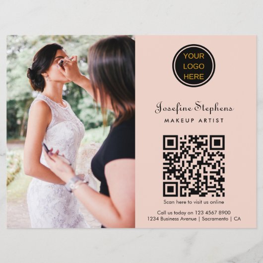 Professionele Make-up Artiest Business Logo QR Cod Flyer (Voorkant)