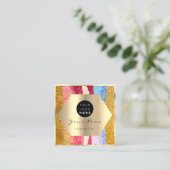 Professionele Make-up Artiest Gouden Glitter Logo Vierkante Visitekaartje (Staand voorkant)