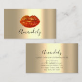 Professionele make-up artiest rode kus lippen goud visitekaartje (Voorkant / Achterkant)