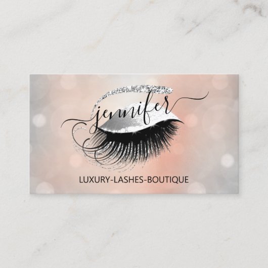Professionele Make-up Lash QR Code Ogen Brows Zilv Visitekaartje (Voorkant)