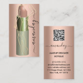 Professionele make-up Lipstick QR Code RoseGold Visitekaartje (Voorkant / Achterkant)