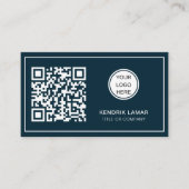 Professionele Marine Blauw Bedrijf Logo QR Code Visitekaartje (Voorkant)