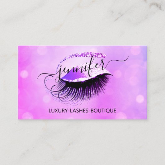 Professionele markering Lash QR Code Eyes Roze gli Visitekaartje (Voorkant)