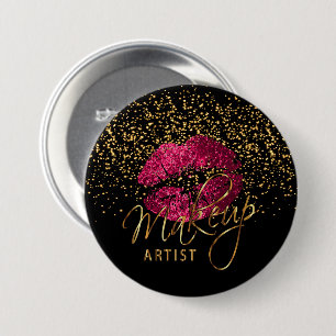 Professionele marktartistiek — Hot-roze lichtjes Ronde Button 7,6 Cm
