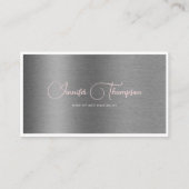 Professionele Metallic geborsteld Roze Script QR C Visitekaartje (Voorkant)