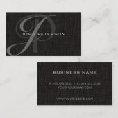 Professionele minimale BLACK-linnen - MONOGRAM Visitekaartje (Voorkant / Achterkant)