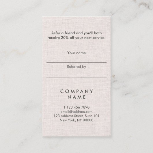 Professionele minimale Linen Vertical Reference Ca Visitekaartje (Achterkant)