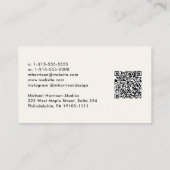Professionele Minimale Moderne QR Code Cream Visitekaartje (Achterkant)