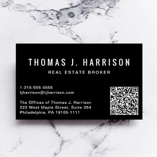 Professionele minimale QR-code zwart Visitekaartje