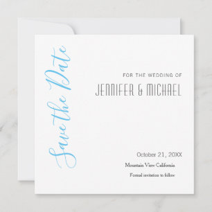 Professionele minimalistisch modern hemelblauw save the date