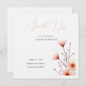 Professionele minimalistische bloemen save the date (Voorkant / Achterkant)