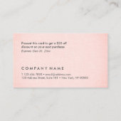 Professionele minimalistische Blush Linen-korting Visitekaartje (Achterkant)