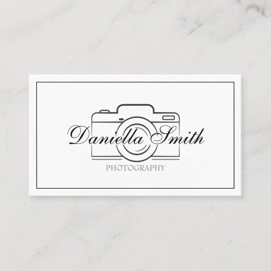 Professionele minimalistische fotografie visitekaartje (Voorkant)