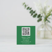 Professionele minimalistische Groene QR-code schaa Vierkante Visitekaartje (Staand voorkant)
