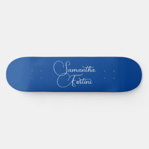Professionele minimalistische handschriftnaam blau skateboard