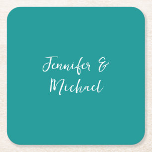 Professionele minimalistische kalligrafie groen bl vierkante kartonnen onderzetter