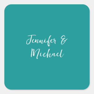 Professionele minimalistische kalligrafie groen bl vierkante sticker