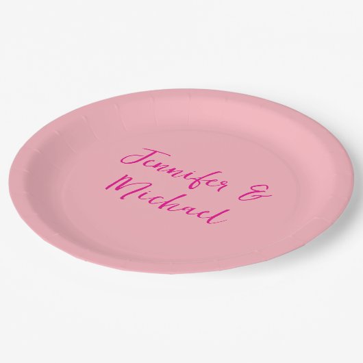Professionele minimalistische kalligrafie lichtroz papieren bordje (Gekanteld)