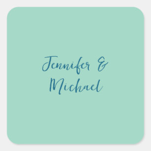 Professionele minimalistische lichte blauwgroen ka vierkante sticker