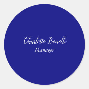 Professionele minimalistische marineblauw ronde sticker