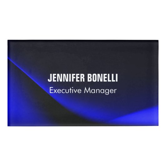 Professionele, minimalistische, moderne blauw add- naambadge (Voorkant)