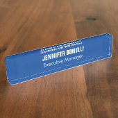 Professionele, minimalistische, moderne blauw add- naambordje (Zijkant)