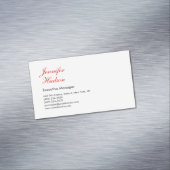 Professionele minimalistische moderne rode kalligr magnetisch visitekaartje (Voorbeeld)