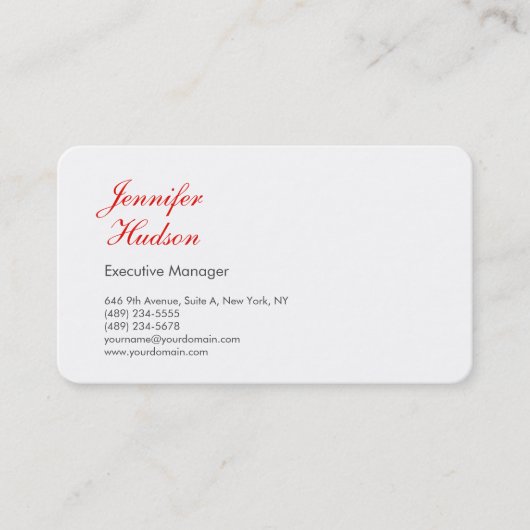 Professionele minimalistische moderne rode kalligr visitekaartje (Voorkant)