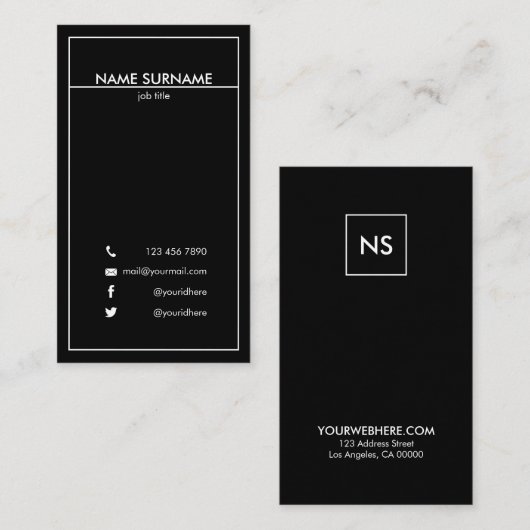 Professionele minimalistische moderne, schone W&W- Visitekaartje (Voorkant / Achterkant)