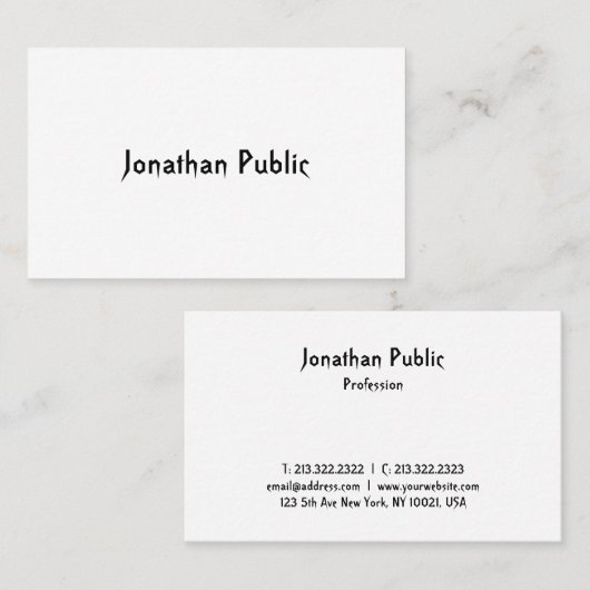 Professionele Modern Cool Trendy Script Sjabloon Visitekaartje (Voorkant / Achterkant)