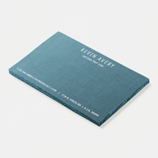 Professionele moderne Blauwe Linen Textuur Post-it® Notes (Schuin)